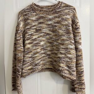 Sadie & Sage Marled Cream, Brown & Gold Crewneck Sweater